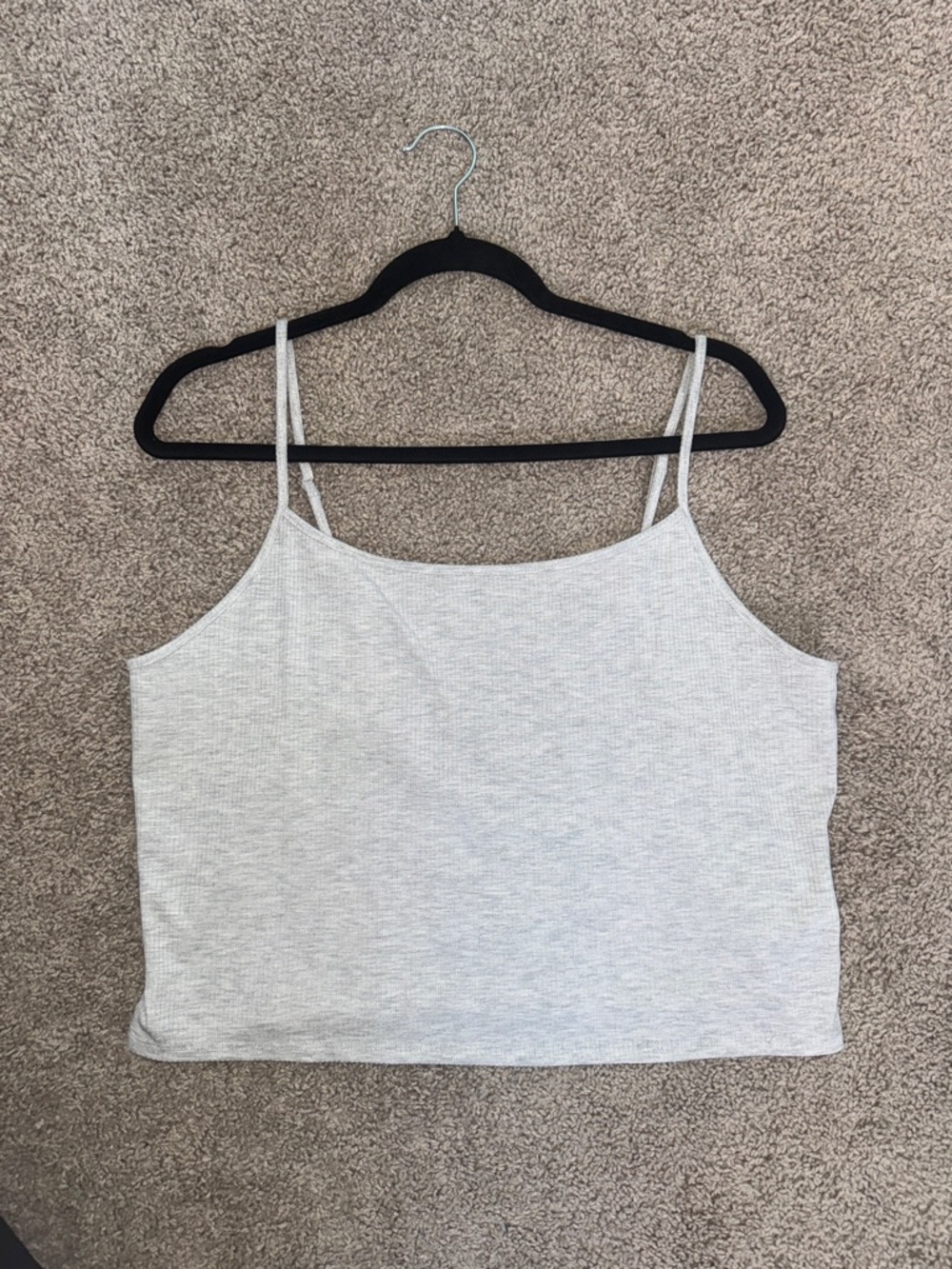 American Eagle Outfitters Light Gray Ribbed Spaghetti Strap Tank